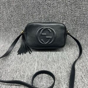 Gucci pebbled calfskin mini soho disco bag crossbody black leather AUTHENTIC